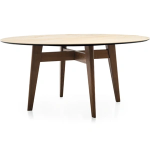 Calligaris Abrey W55.1-inch Ceramic/Wood Customizable Round Dining Table