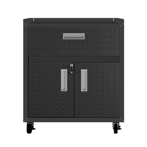 Manhattan Comfort Fortress Textured Metal 31.5-inch Garage Mobile Cabinet w/1 Full Extension Drawer & 2 Adjustable Shelves