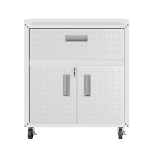 Manhattan Comfort Fortress Textured Metal 31.5-inch Garage Mobile Cabinet w/1 Full Extension Drawer & 2 Adjustable Shelves