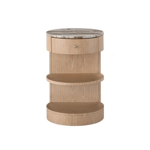 Universal Furniture Breeze Wood Stone Top Nightstand w/Drawer, White Oak