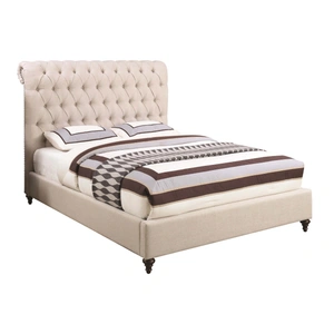 Coaster Devon Fabric Button Tufted Bed, Beige