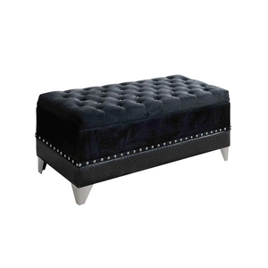 Coaster Barzini Tufted Rectangular Trunk w/Nailhead Black, Black