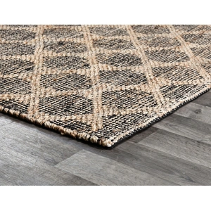 Classic Home Mojave Jute/Cotton Handwoven Rug, Black/Natural