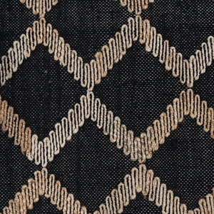 Classic Home Gobi Jute/Cotton Handwoven Rug, Black/Natural