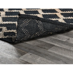 Classic Home Gobi Jute/Cotton Handwoven Rug, Black/Natural