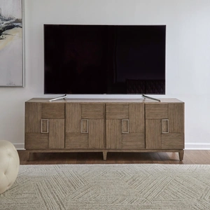 Liberty Furniture Serenity Wood 82-Inch Accent TV Console w/4 Doors, Burnished Beige