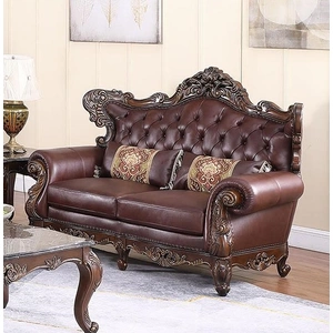 Cosmos Furniture Britney Fabric Loveseat in Cherry