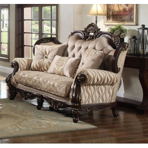 Cosmos Furniture Jade Fabric Living Room Set, Champagne/Cherry