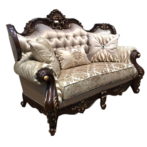 Cosmos Furniture Jade Fabric Loveseat in Champagne/Cherry