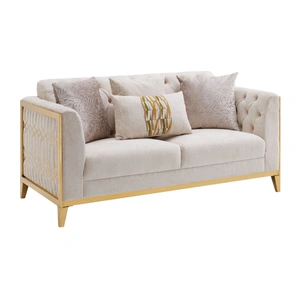 Cosmos Furniture Stella Fabric Living Room Set, Beige