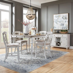 Liberty Furniture Ocean Isle Extendable Gathering Set | Antique White & Pine, Antique White & Weathered Pine