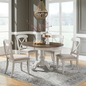 Liberty Furniture Ocean Isle Extendable Dining Set | Antique White & Pine, Antique White & Weathered Pine