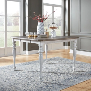 Liberty Furniture Ocean Isle Square Wood Extendable Gathering Table, Antique White & Weathered Pine