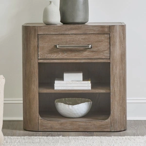 Liberty Furniture South Bend Wood Open Nightstand w/Charging Station & Drawer, Burnished Clay