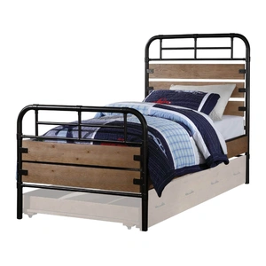ACME Adams Youth Wood/Metal Bed, Twin Size, Antique Oak/Gunmetal