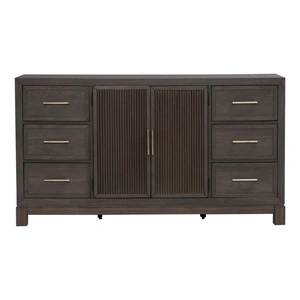 Liberty Furniture Modern Edge Wood Dresser w/6 Drawers & 2 Doors, Caffe