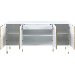 Meridian Furniture Bellissimo 4-Door Wood Veneer Sideboard, White/Gold