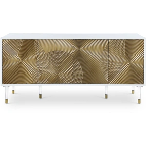 Meridian Furniture Bellissimo 4-Door Wood Veneer Sideboard, White/Gold