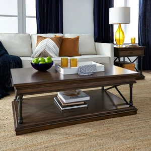Liberty Furniture Tribeca Rectangular Wood Cocktail Set | Cordovan Brown, Cordovian Brown