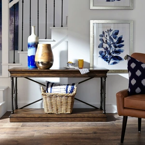 Liberty Furniture Tribeca Rectangular Wood Sofa Table, Cordovian Brown