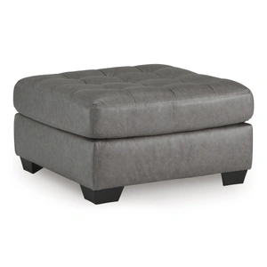 Ashley Furniture Clairette Court 42-inch Square Faux Leather Ottoman - Alloy Steel Gray, Alloy