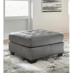 Ashley Furniture Clairette Court 42-inch Square Faux Leather Ottoman - Alloy Steel Gray, Alloy
