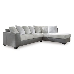 Ashley Furniture WRS Clairette Court Fabric/Faux Leather Right 2-Piece Sectional w/Chaise, Alloy