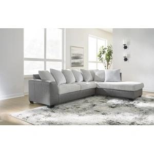 Ashley Furniture WRS Clairette Court Fabric/Faux Leather Right 2-Piece Sectional w/Chaise, Alloy