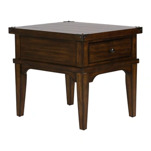 Liberty Furniture Aspen Skies Rectangular Wood End Table w/Drawer, Russet Brown