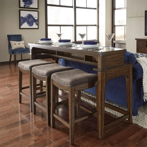 Liberty Furniture Aspen Skies Wood Console Bar Set | Russet Brown, Russet Brown
