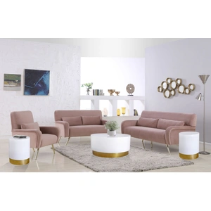 Meridian Furniture Deco 36-inch Round Metal Coffee Table with Gold Base, White