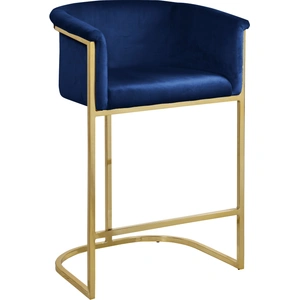 Meridian Furniture Donatella Velvet Counter Stool with Gold Steel Base