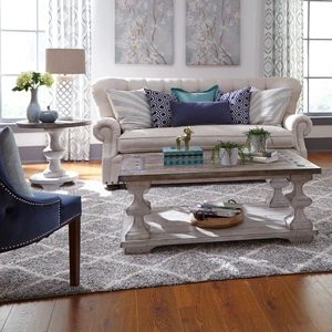 Liberty Furniture Sedona Rustic Distressed Wood Cocktail Table Set - White & Gravel, Heavy Distressed White & Gravel