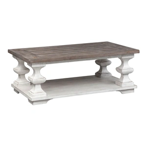 Liberty Furniture Sedona Rustic Distressed Wood Cocktail Table Set - White & Gravel, Heavy Distressed White & Gravel