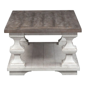 Liberty Furniture Sedona Rectangular Wood Cocktail Table, Heavy Distressed White & Gravel