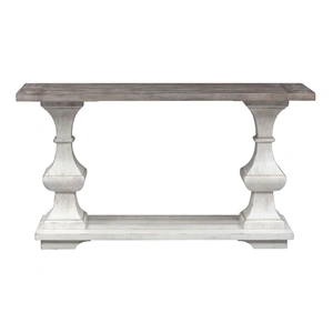 Liberty Furniture Sedona Rectangular Wood Sofa Table, Heavy Distressed White & Gravel