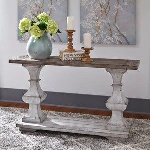 Liberty Furniture Sedona Rustic Distressed Wood Cocktail Table Set - White & Gravel, Heavy Distressed White & Gravel