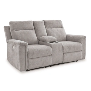 Ashley Furniture Barnsana Polyester Power Reclining Loveseat w/Console