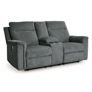 Ashley Furniture Barnsana Polyester Power Reclining Loveseat w/Console
