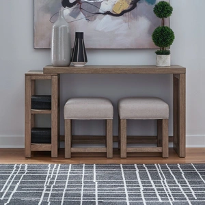 Liberty Furniture Corso Modern 3-Piece Console Bar Table Set - Natural & Concrete, Natural & Concrete