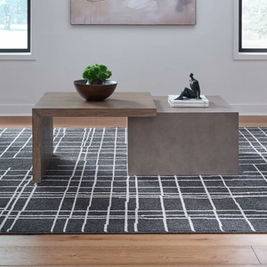 Liberty Furniture Corso Modern Faux Concrete & Wood Coffee Table Set, Natural & Concrete