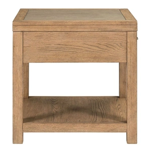 Liberty Furniture Corso Rectangular Faux Concrete/Wood End Table w/Drawer, Natural & Concrete