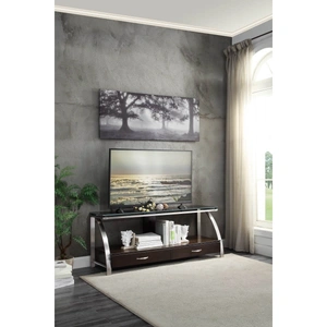 Homelegance Tioga Wood/Stainless Steel TV Stand, Espresso/Chrome