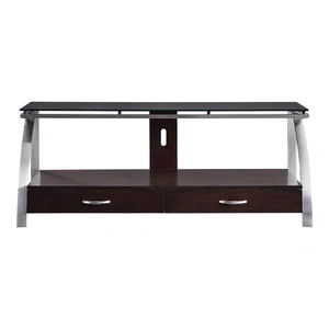Homelegance Tioga Wood/Stainless Steel TV Stand, Espresso/Chrome