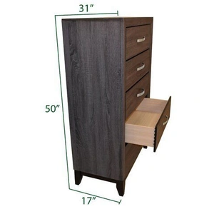 Galaxy Home Furnishings Sierra 5-Drawer Wood Veneer Chest in Foil Gray