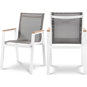 Meridian Furniture Nizuc Outdoor Patio Dining Chair, Grey/Brown (Set of 2)
