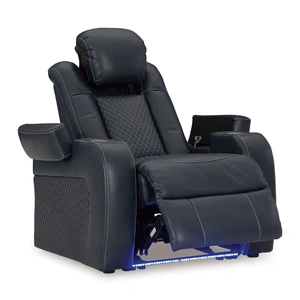 Ashley Furniture Fyne-Dyme Polyester/PU Power Reclining Chair w/Ambient Blue LED Lighting