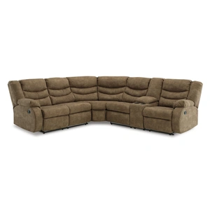 Ashley Furniture Partymate 2-Piece Faux Leather L-Shaped Reclining Sectional Sofa w/Console, Brindle
