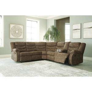Ashley Furniture Partymate 2-Piece Faux Leather L-Shaped Reclining Sectional Sofa, Brindle