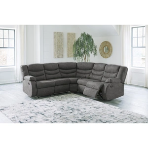 Ashley Furniture Partymate 2-Piece Faux Leather L-Shaped Reclining Sectional Sofa, Slate